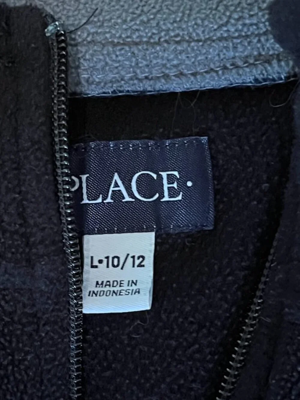 Children's Place 1/4 Zip Fleece, Black with Gray, Youth Large (10/12)